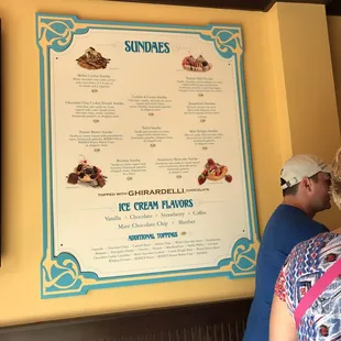 the menu for the dessert