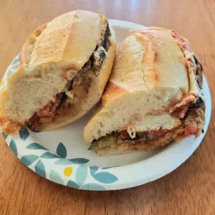 A delicious Eggplant Parm Sandwich!