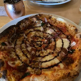 a pizza on a plate
