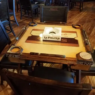 One of the tables in the lounge