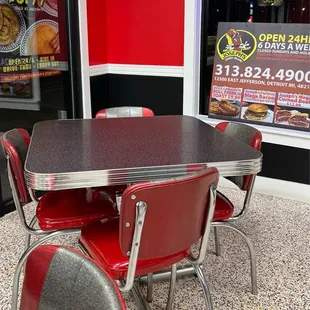 a table and chairs