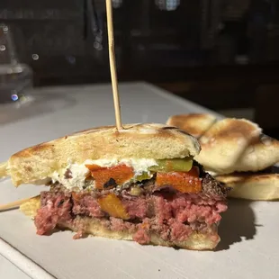 N.M. Lamb Burger with Green Chile &amp; Sheep's Milk Cheese