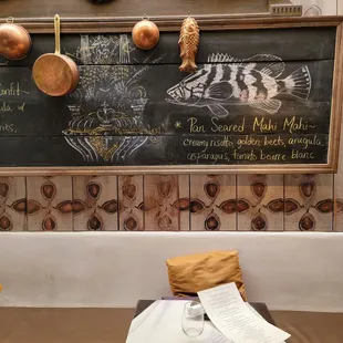 Our table underneath the chalk board