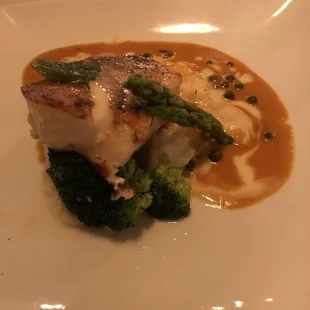 The chef's specials for the night Chilean Sea Bass over risotto