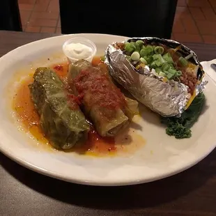 Cabbage Rolls with Baked Potato