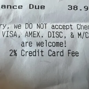 They are up front &amp; honest about the credit card fee. No checks