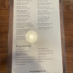 Breakfast Menu