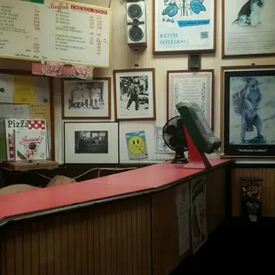 Funniest posters on the wall to go with great food.