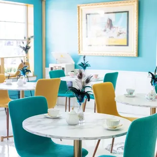 blue and yellow chairs