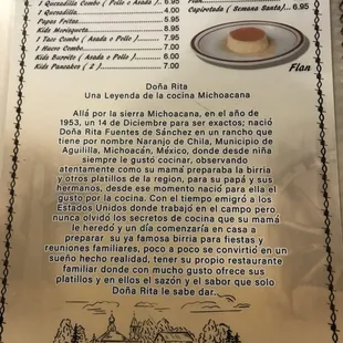 Kids &amp; dessert menu