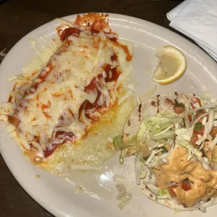 A la carte cheese enchilada and fish taco