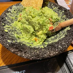 Delicious guacamole prepared at your table.