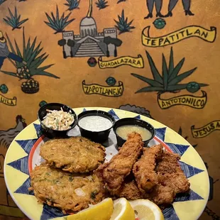 Friday Mexican Fish Fry with cilantro potato pancakes