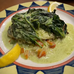 Broiled Sea Bass with a cilantro lime butter sauce