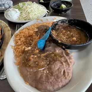 Rice and beans with a salsa topper.
