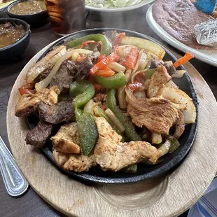 Steak and chicken fajitas