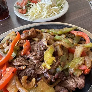 Steak and chicken fajitas