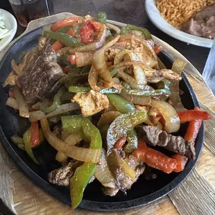 Steak and chicken fajitas