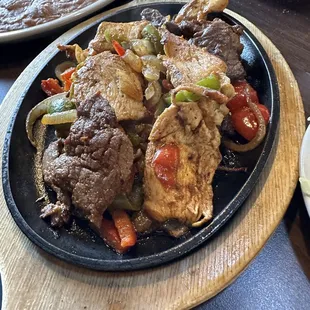 Steak and chicken fajitas