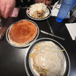 Breakfast bowl and pancakes.