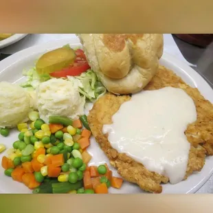 Chicken fried chicken! Those rolls are good