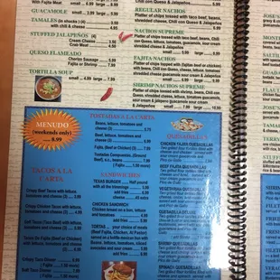 menu and prices