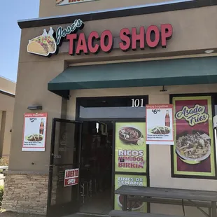 the front of the restaurant