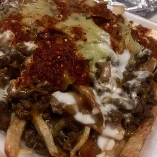 Carne Asada Fries, the salsa is so spicy and gooood!