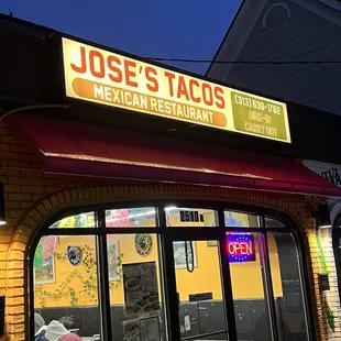 outside of restaurant at night