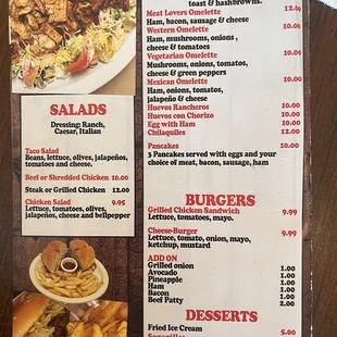 the menu for the restaurant