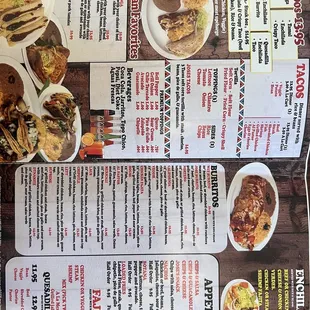 a menu for a mexican restaurant