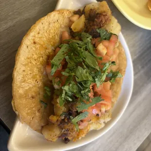 Special taco with chorizo &amp; potato&apos;s