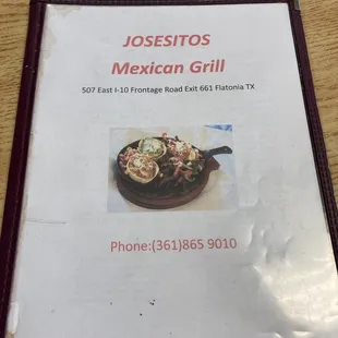 a menu for mexican grill