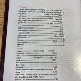 menu