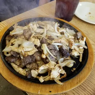 The mixed Chicken and Beef Fajitas. The only complaint is the small size of the meat pieces, but there&apos;s a lot of it!