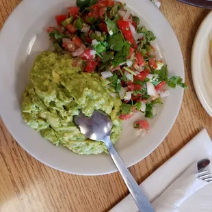 The side of freshly crushed avocado, not Guac, and the fresh pico de gallo.