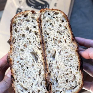 Inside of Seed Feast ($9) - super moist, custardy crumb. Really delicious.