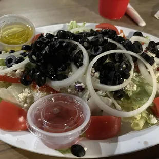 Greek salad with extra olives &amp; onions