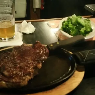 Great steak for the price.. Could use a little seasoning but for the 13.99 price with two sides it can't be beat.