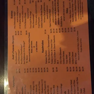 The menu