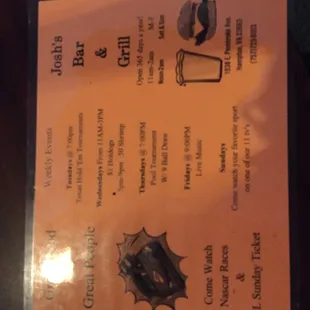 Menu front