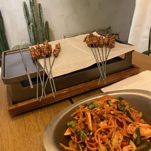 Beef/lamb skewers with Cucumber Salad