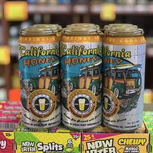 a display of california honey beer