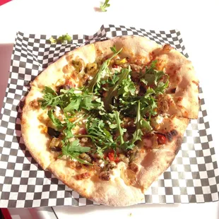 Wow, Roasted Veggie with Feta and Arugula - yummy