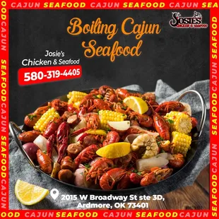 Crawfish with corn, potato, sausage and lemon