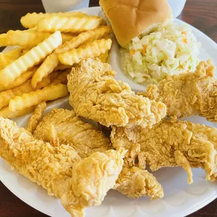 5 Pcs Tenders, French Fries, Cole Slaw, Roll