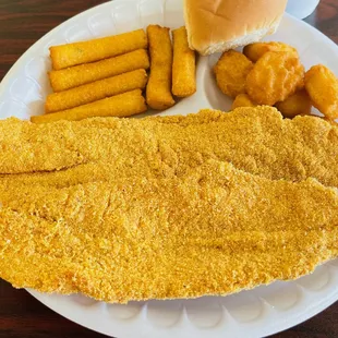 2 Pcs Fish, Hush Puppies, Corn Nuggets, Roll