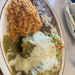 Green enchiladas &amp; tamale