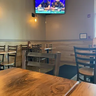 a television in a restaurant