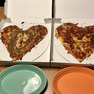 Valentines Day Heart shaped pizzas.